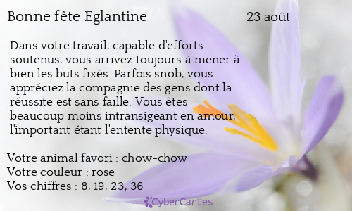 Carte bonne fête Eglantine