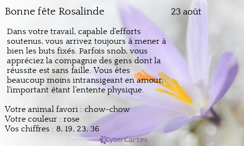 Carte bonne fête Rosalinde