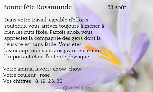 Carte bonne fête Rosamunde