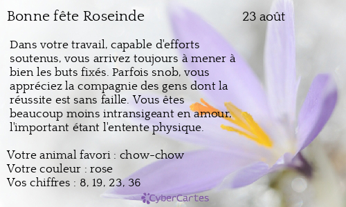 Carte bonne fête Roseinde