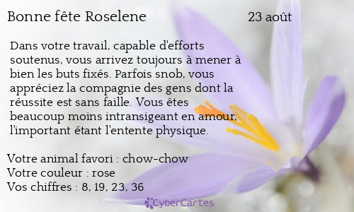 Carte bonne fête Roselene