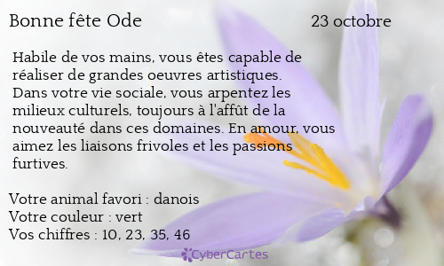 Carte bonne fête Ode