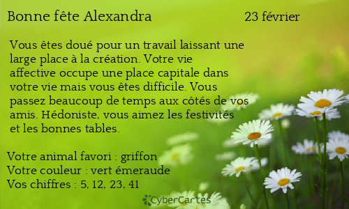 Carte bonne fête Alexandra