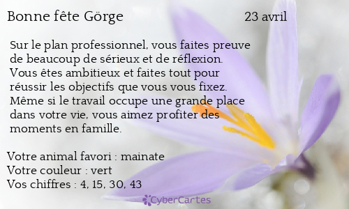 Carte bonne fête Görge