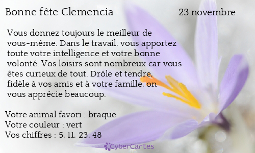 Carte bonne fête Clemencia