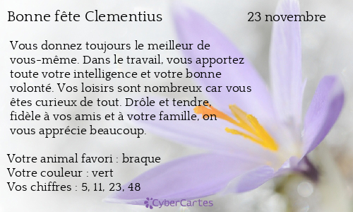 Carte bonne fête Clementius