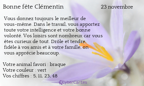 Carte bonne fête Clémentin