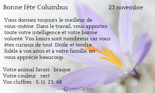 Carte bonne fête Columbus