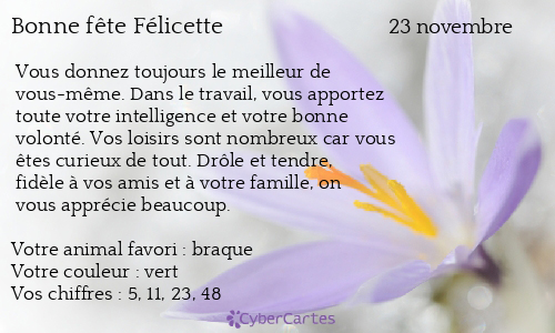 Carte bonne fête Félicette
