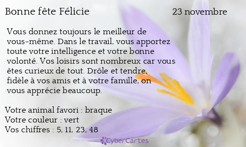 Carte bonne fête Félicie