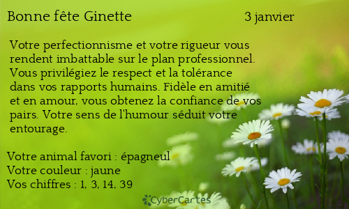 Carte bonne fête Ginette