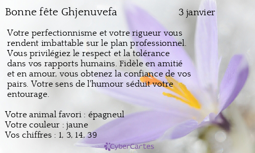 Carte bonne fête Ghjenuvefa