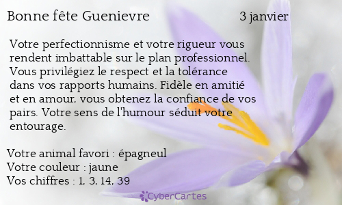Carte bonne f&ecirc;te Guenievre