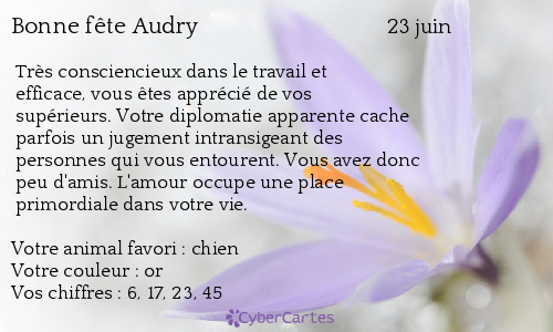 Carte bonne fête Audry