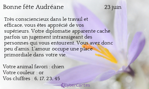 Carte bonne fête Audréane
