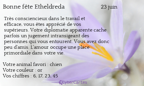 Carte bonne fête Etheldreda