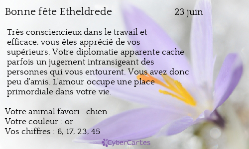 Carte bonne fête Etheldrede