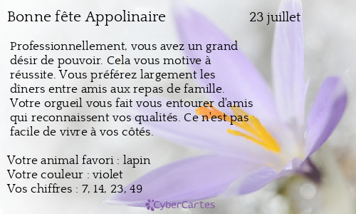 Carte bonne fête Appolinaire