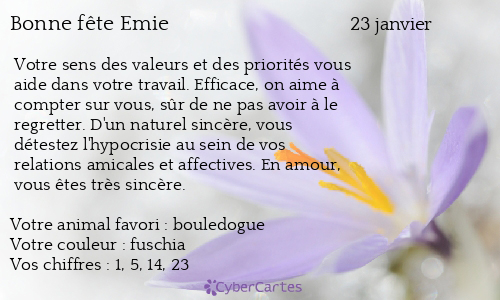 Carte bonne fête Emie