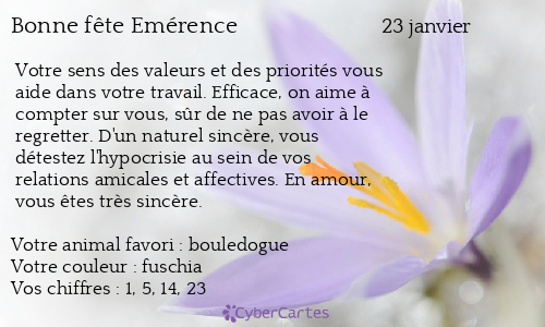 Carte bonne fête Emérence
