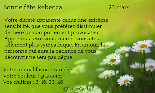 Carte bonne fête Rebecca