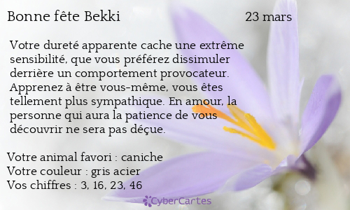 Carte bonne fête Bekki