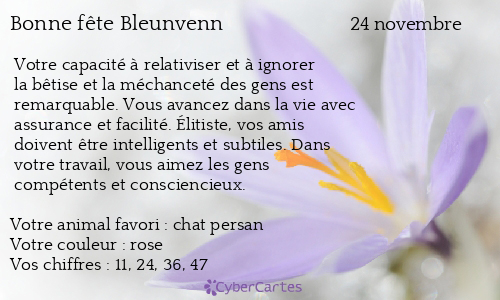 Carte bonne f&ecirc;te Bleunvenn
