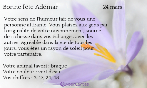 Carte bonne fête Adémar