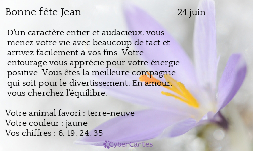 Carte bonne fête Jean