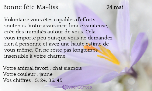 Carte bonne fête Ma��liss