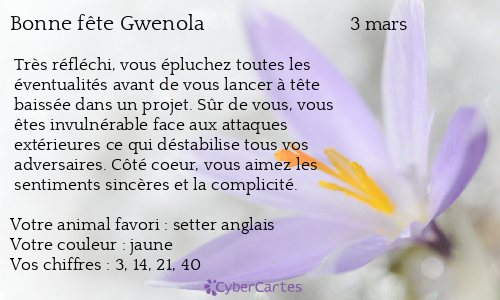 Carte bonne f&ecirc;te Gwenola