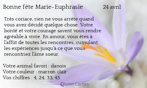 Carte bonne fête Marie-Euphrasie