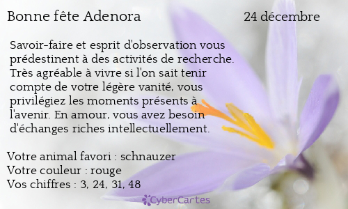 Carte bonne f&ecirc;te Adenora