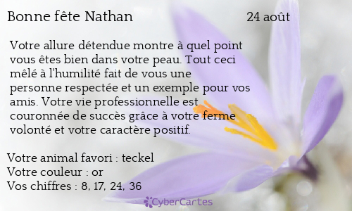 Carte bonne fête Nathan