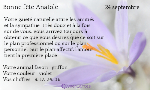 Carte bonne fête Anatole