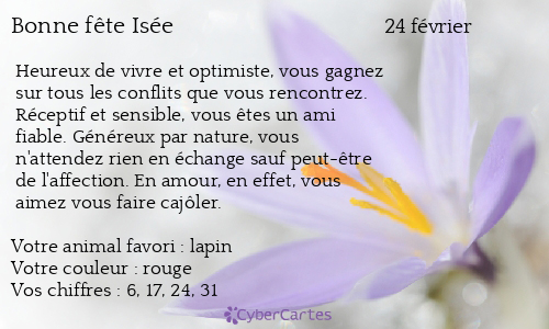 Carte bonne fête Isée