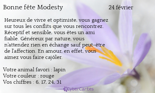 Carte bonne fête Modesty