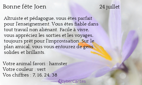 Carte bonne fête Joen