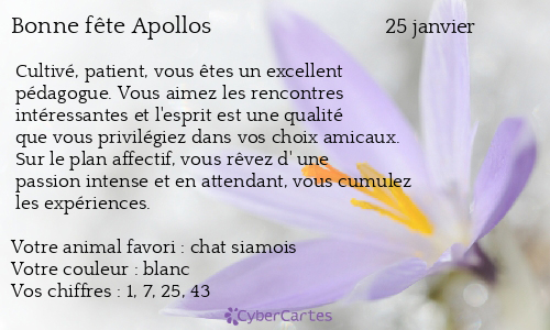 Carte bonne fête Apollos