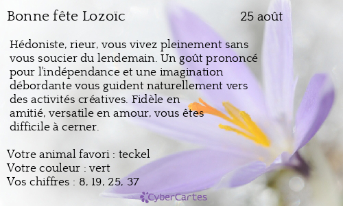 Carte bonne fête Lozoïc