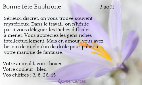 Carte bonne fête Euphrone
