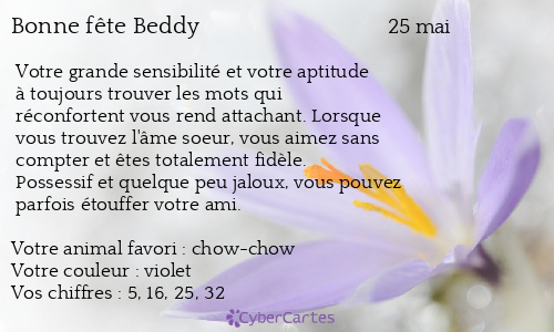 Carte bonne fête Beddy