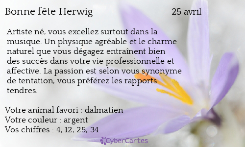 Carte bonne f&ecirc;te Herwig