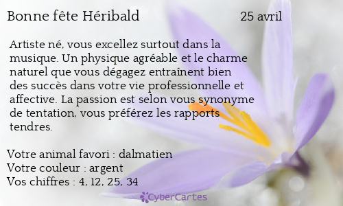 Carte bonne fête Héribald