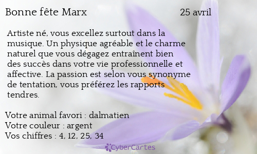 Carte bonne fête Marx