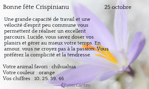 Carte bonne f&ecirc;te Crispinianu