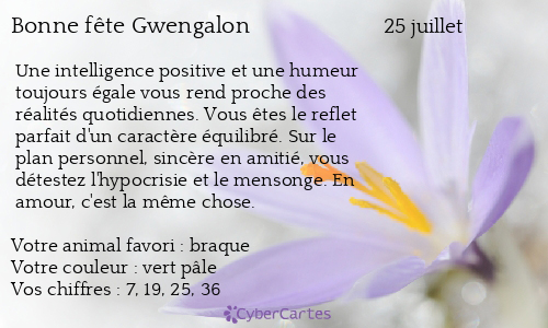 Carte bonne fête Gwengalon