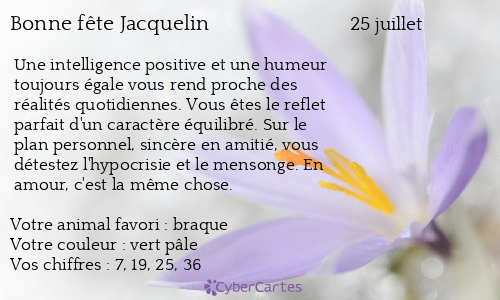 Carte bonne fête Jacquelin