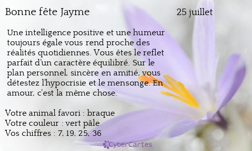 Carte bonne fête Jayme