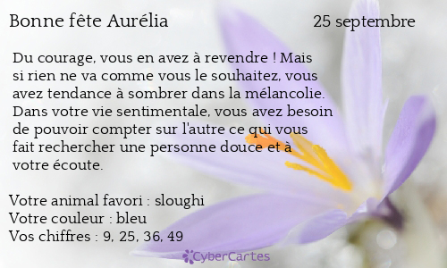 Carte bonne fête Aurélia